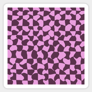 Dark Purple and Pink Distorted Warped Checkerboard Pattern V Sticker